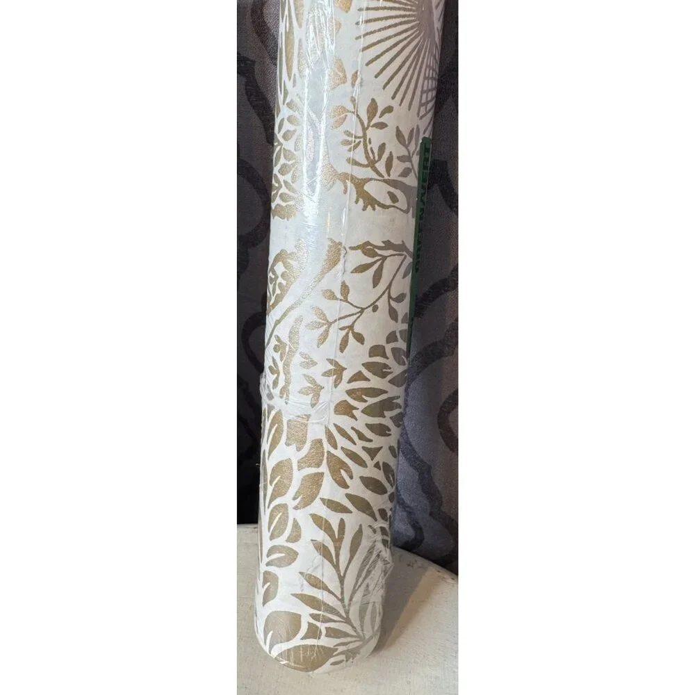 York Wallcoverings Wallpaper Gold Botanical Palm Leaf Floral New 27X27 60 Sq Ft